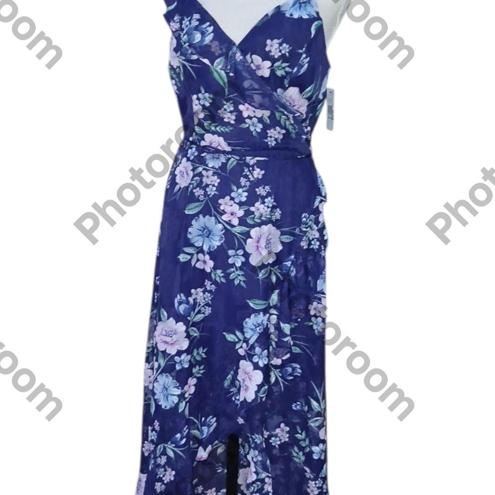 BkC Navy Flloral High Low Dress